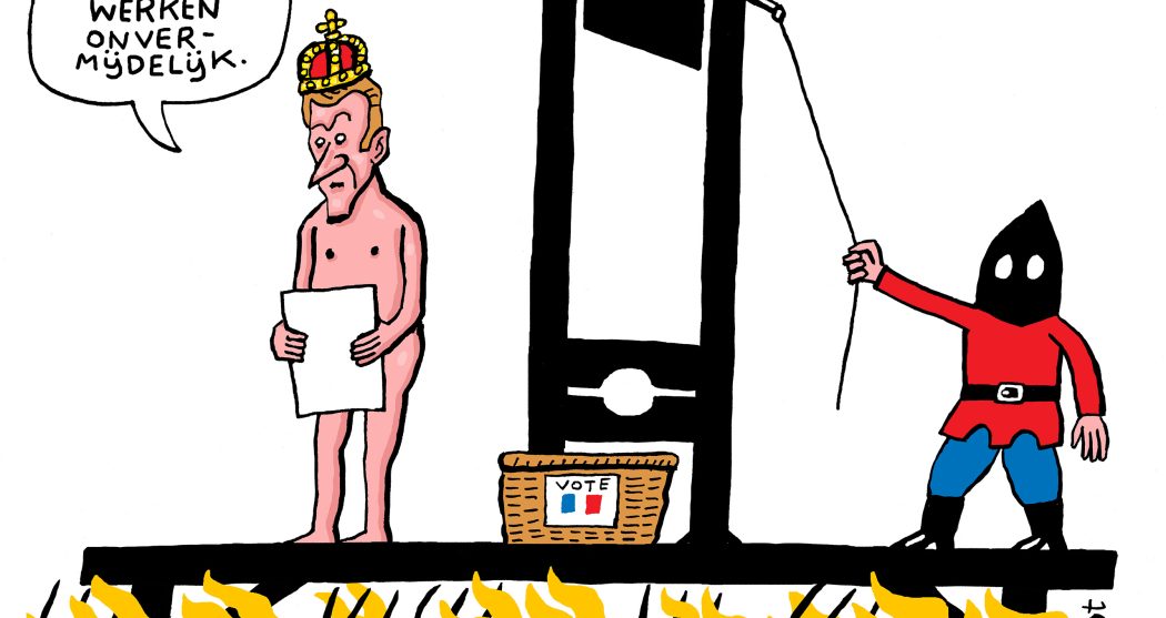 em-macron frankrijk guillotine