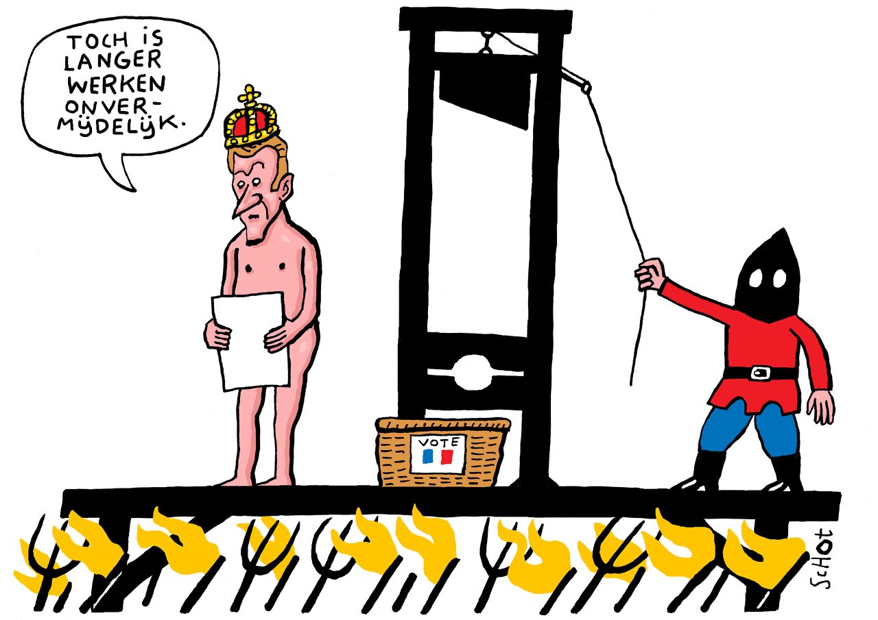 em-macron frankrijk guillotine