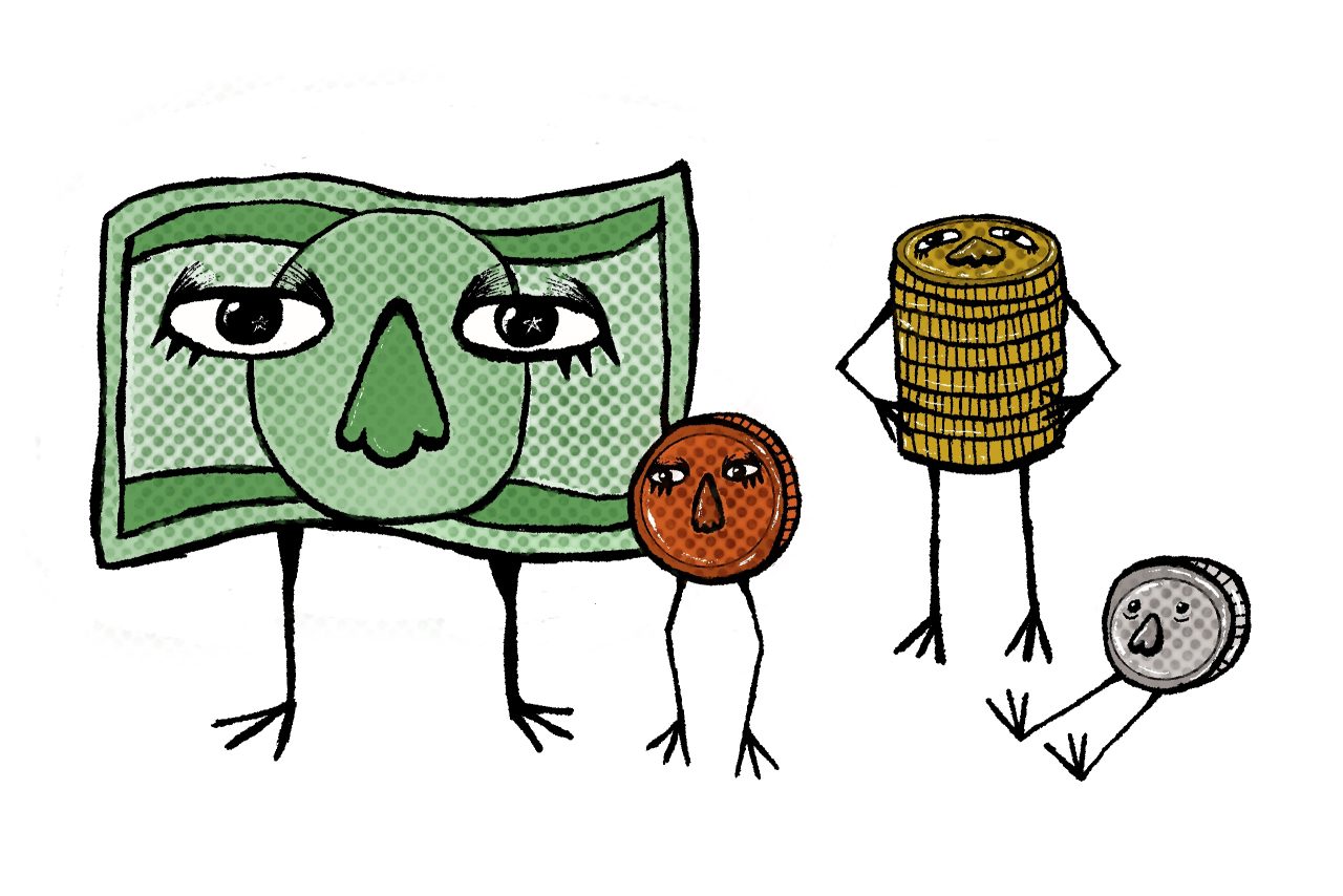 Geld money stock illu papiergeld munten_Eva Gombar-Krishnan