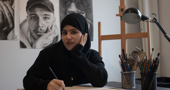 bayan alalo_realisme_tekening_drawing_portret_student_eur_paviljoen_expositie_2_okt2025_anne-christy maljaars